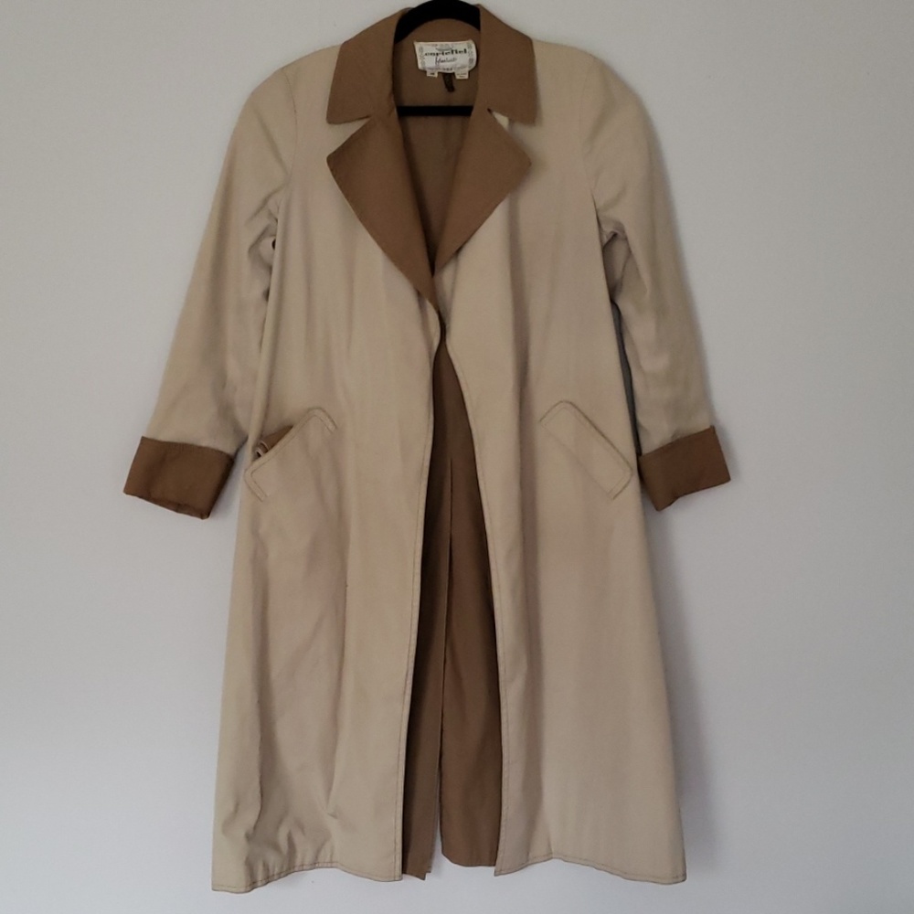 Cortefiel vintage beige trench coat reversible s